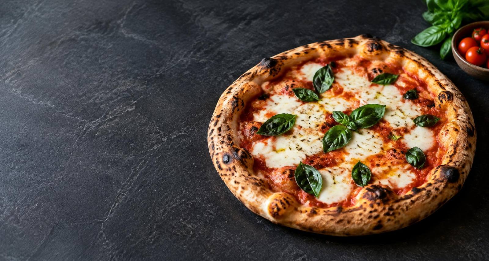 Čerstvá pizza s mozzarellou a bazalkou